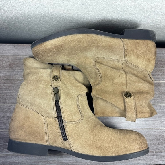 Birkenstock Women Birkenstock Sarina Beige Suede Slouch Ankle Boots – Size 39/ US Women’s 8-8.5